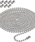 Beaded Ball Pull Chain Extension For Roller Shades And Window Blinds, 10 Feet Silver Bead Chain With 10 Matching Connectors, 4.5 Mm Diameter