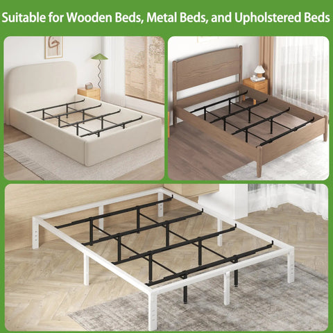 Heavy Duty Bed Slats Center Support System Featuring Tough As Nails Steel Cross Rails for wooden, metal, and upholstered beds.