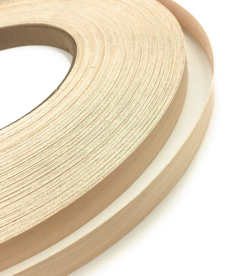 Premium Maple Edge Banding Roll Thirteen Sixteenths Inch by Two Hundred Fifty Foot Pre Glued Iron On Wood Veneer Tape Smooth Finish