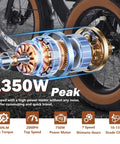 Close-up of motor and rear wheel on Electric Tricycle For Adults Foldable 3 Wheel With 1350W Peak Motor And 48V 15.6Ah Removable Battery