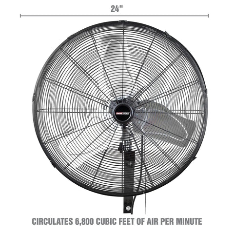 Beefy 24 Inch Outdoor Wall Mount Fan With 6800 CFM Airflow 80 Degree Oscillation for large spaces