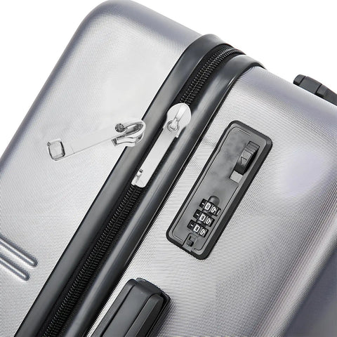 4 Pack Universal Zipper Repair Kit With Metal Sliders And Pulls For Luggage And Travel Bags installed on silver suitcase