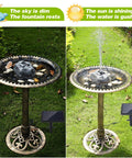 Eight Nozzles Solar Water Fountain Kit with Granite Rock Look Solar Powered Pond and Bird Bath Pump in garden setup