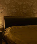 Plug In Wall Sconce Uplighter With GU10 Spotlight Wash Light, Touch Button Base, cozy glow in bedroom setting, no LED bulb