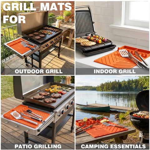 Silicone Grill Mats For Blackstone Griddle Accessories And Outdoor Cooking Nonstick Heat Resistant Mats in various scenes
