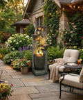 Outdoor 40 Inch Water Fountain With LED Lights 4 Tier Crocks Waterfall Decor for garden patio