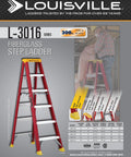 Non Conductive Fiberglass Step Ladder Four Feet, 300 Pound Capacity, Type IA Safety Rated with non slip feet shown in product display