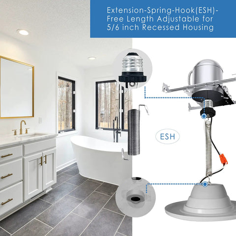 5 To 6 Inch LED Retrofit Downlight With Spring Hook For Recessed Can Lights 12W 75W Equivalent Warm White 3000K 800 Lumens