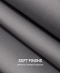 Close-up of gray automotive headliner fabric, synthetic suede polyester with a soft finish