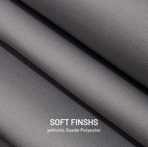 Close-up of gray automotive headliner fabric, synthetic suede polyester with a soft finish