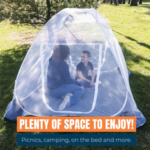 Extra Large Mosquito Net Tent For Beds And Outdoor Use Foldable Pop Up Mesh Canopy With Extra Fine Holes Dual Zipper Enclosure