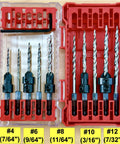 Woodworking Countersink Drill Bit Set With Depth Adjustable 5 Piece Replacement Tapered Bits For Wood in storage case