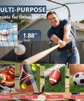 Man using Batting Cage Net Only 55 Ft Long By 35 Ft Wide By 20 Ft High Fully Enclosed Baseball And Softball Cage Netting With Door