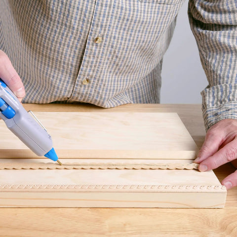 Using full size hot glue gun kit with 3 nozzles, 75 watt heater on wood project for smooth bonding in DIY crafts
