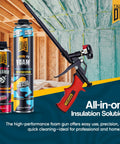 36 Cans Spray Foam Insulation Kit For Walls And Attic With Gun, Cleaner, Safety Gear, 720 Board Feet Coverage shown with foam gun