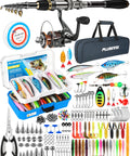 Telescopic Fishing Rod And Reel Combo With 373 Piece Tackle Box, Collapsible Rod And Lures Case, Travel Starter Kit
