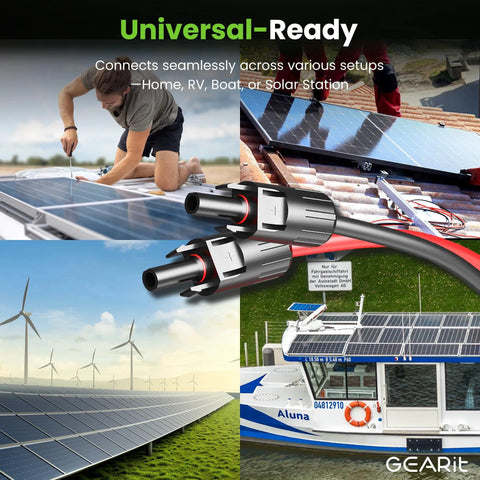 12 Gauge Solar Panel Extension Cable Set Go-To 100 Feet Total 12 AWG OFC Solar Cord With MC4 Connectors in various installations