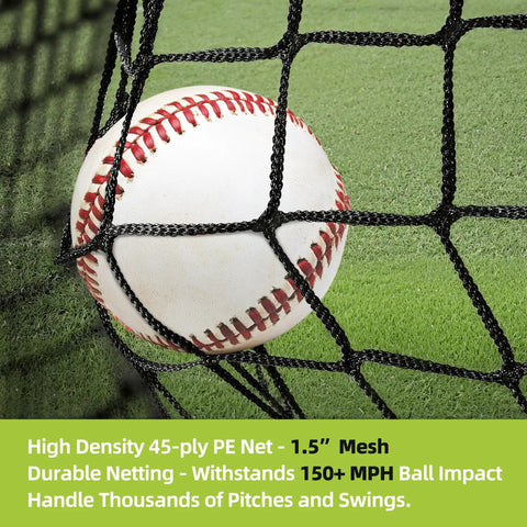Baseball hitting net of Mobile 24Ft Baseball Batting Cage With Wheels Portable Heavy Duty Hitting Cage Fully Enclosed Tunnel Kit
