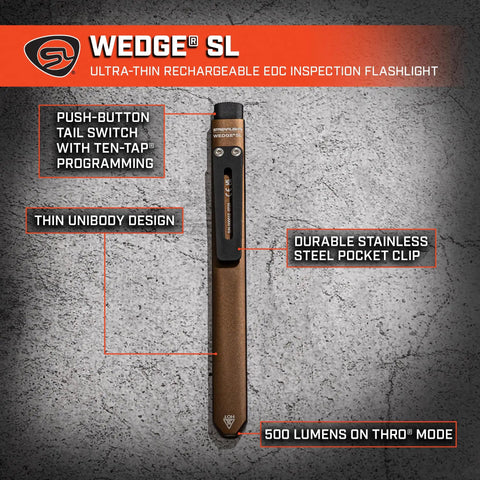 Ultra Thin EDC LED Flashlight With 500 Lumen Burst And 80 Meter Throw, Rechargeable Pocket-Size Inspection Light in coyote color