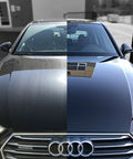 Half-treated car with 80 Percent SiO2 Nano Ceramic Coating for Cars, showcasing hydrophobic paint protection effectiveness.