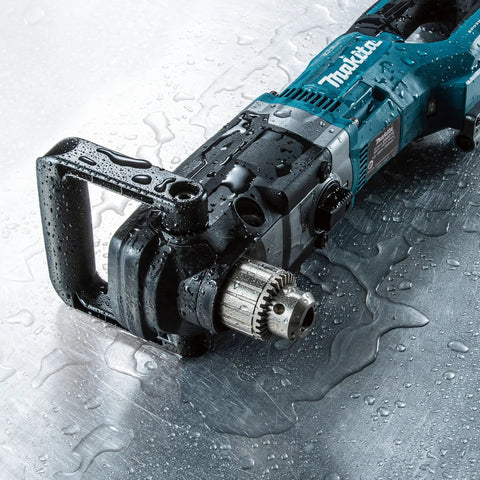 Pick Badass 40V Brushless Cordless Angle Drill with 13mm jaw, waterproof surface, compact design for professional use.