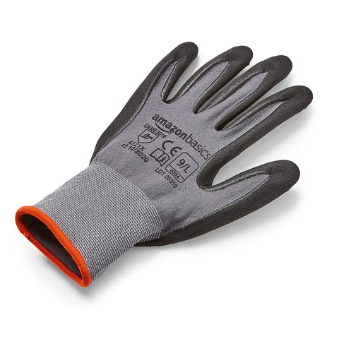 Micro Foam Nitrile Coated Safety Work Gloves With Touch Screen Compatible Nylon Liner Grey Size 9 Large 6 Pack Durable Grip