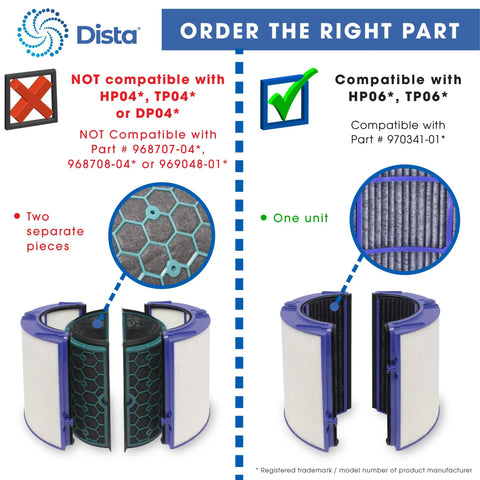 Comparison of Two Top Notch Premium Combi 360 Glass Filter Set showing compatibility with Pure Air Purifier Models, two-piece vs one-piece