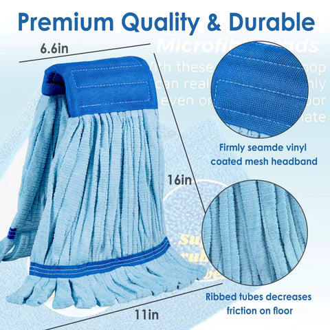 Grab These Top Shelf Microfiber Mop Refills For A Badass Clean Every Time Heavy Duty 400Gsm Mop Head 6.6x16in Durable Blue.