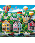 300 Piece Jigsaw Puzzle For Adults Colorful Hot Air Balloon Town Interlocking Pieces No Dust Backside Lettering 20.5x15 Inches