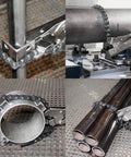 Locking Chain Pliers With 36-Inch Chain Holds Up To 10.5-Inch Diameter Pipe Quick Release Trigger in use on pipes and metal objects