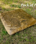 Java Stonework Stepping Stones Pack Of 2 Durable Concrete Pavers With Textured Cobblestone Finish on grassy surface