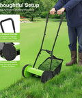 Push Reel Lawn Mower With Five Steel Blades, Walk-Behind Manual Grass Cutter, 11.8 Inch Cutting Width, Adjustable Height From 0.47 To 1.77 Inches, Removable Grass Bag For Easy Yard And Garden Cleanup, on lawn