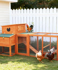 Xlarge Chicken Coop With Nesting Box And Run For Backyard Use, Premium Poultry Cage With Predator Proof Wire, Elevated Wood Frame, Waterproof Roof And Tray, All Weather Durable Habitat For 3 To 4 Chickens And Ducks, Orange.