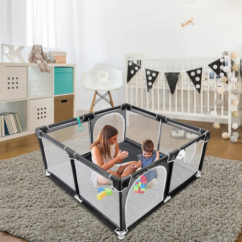 50x50 Inch Baby Playpen Play Yard Indoor Outdoor Gate For Toddlers And Babies, All View Mesh Design, waterproof Oxford cloth, spacious activity center