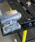 Tough As Nails Universal Vise And Bench Grinder Mount Heavy Duty Steel Workbench with a secure Wilton vise attached.