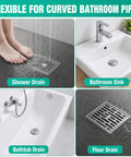 40 Inch Flexible Bathroom Drain Hair Remover With Rotating Handle Reinforced Steel Drain Snake for shower, sink, and bathtub drains.