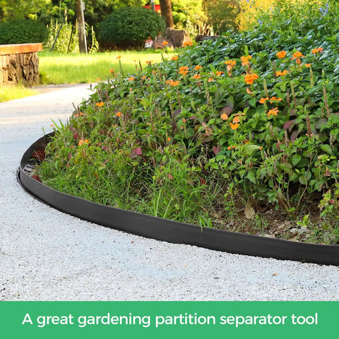 Easy Install Landscape Edging Border Kit With 75 Stakes 50 Ft Flexible Black Plastic Border for neat garden path