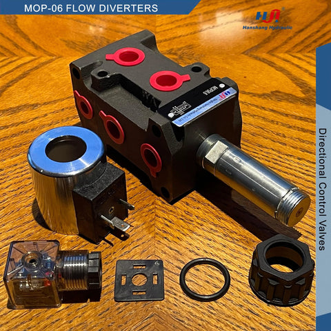 Hydraulic solenoid flow diverter valve block, 6-port 2-position, 12V DC with seals and mounting hardware