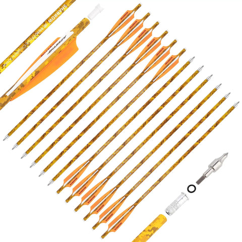 12 Pack 20 Inch Carbon Crossbow Bolts With Camouflage Shafts And 125 Grain Removable Tips For Hunting And Target Practice