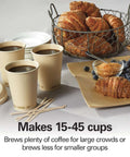 Coffee setup with Party Ready 45 Cup Coffee Urn And Hot Beverage Dispenser cups and pastries on a table