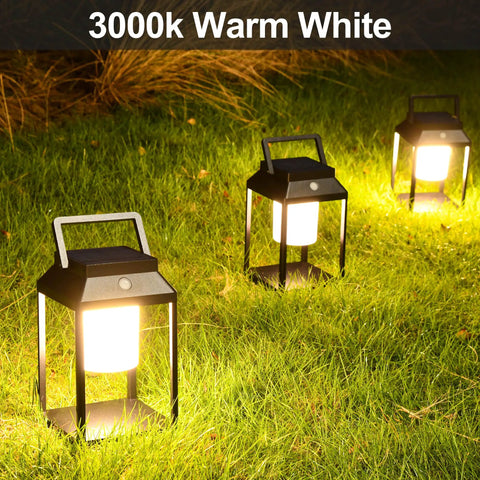 Solar Outdoor Lantern Led Portable Table Lamp With USB And Solar Charging 35W 3000K warm glow on grass at night