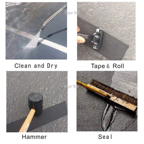 Steps to apply 65 Ft By 3 In Self Adhesive Bitumen Patch Tape For Asphalt Crack Sealing And All Weather Repairs