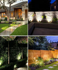 Brass Mini Landscape Light With 450 Lumen Output, 5W MR16 LED, 12V AC/DC, illuminating garden paths and patios, waterproof spotlight