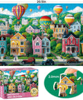 300 Piece Jigsaw Puzzle For Adults Colorful Hot Air Balloon Town Interlocking Pieces No Dust Backside Lettering 20.5x15 Inches