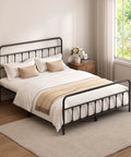 Zero Creak Full Size Metal Bed Frame With Heavy Duty Steel Construction Headboard And Footboard Ready in cozy bedroom setting