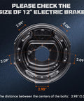 Front view of Youxmoto 12x2 inch electric trailer brake assembly, black steel backing plate, pair for 5200-7000 lb axles