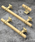 Ten Pack Gold Cabinet Pulls With Six And One Quarter Inch Hole Centers And Eight Inch Overall Length Square Cabinet Handles