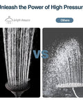 Comparison of High Pressure Rain Shower Head With Fixed Shower Mount and competing model under running water