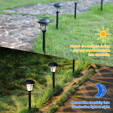 12 Pack Solar Pathway Lights Outdoor Garden Lights for Patio Yard Driveway Auto On at Night Off at Dawn Weatherproof Durable