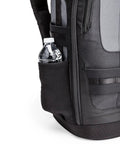 Side view of Glass Limo Camera Backpack For Pro DSLR Gear With Tripod Mount Fits Large Tele Lenses showing pocket with water bottle